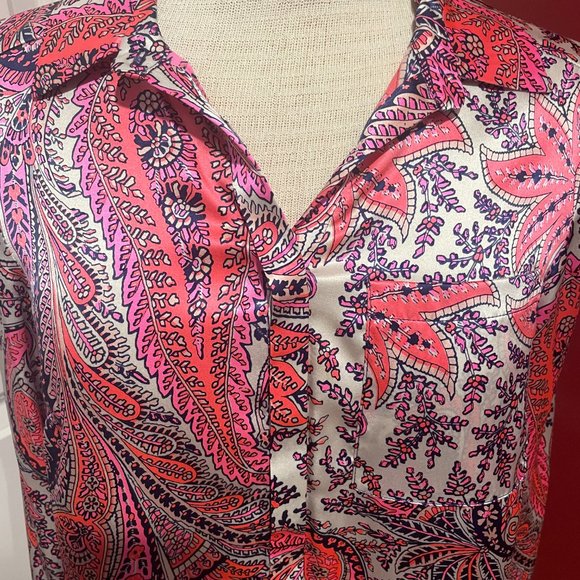 Alice & Trixie Button Front Placket Top with Long Roll Up Sleeves Size S (NWOT) - Picture 3 of 3